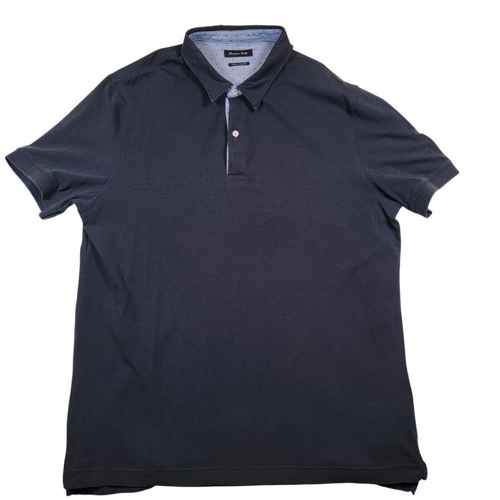 Massimo Dutti Short Sleeve Polo Shirt Men's Sz XL Navy Stretch